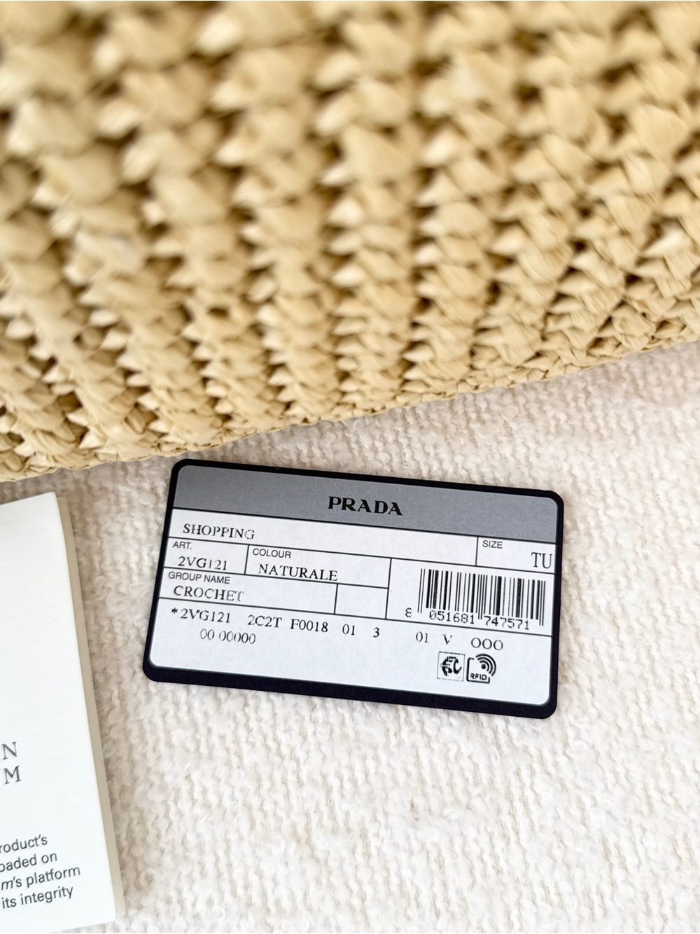 ✨NEW✨PRADA Yarn Raffia Effect Embroidered Logo Large Crochet Tote Bag - Natural - Picture 9 of 16